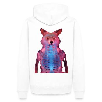 Leuchtender Fuchs mit Neon-Effekt - Männer Premium Bio Hoodie - Weiß - Hinten - Nico (187cm)