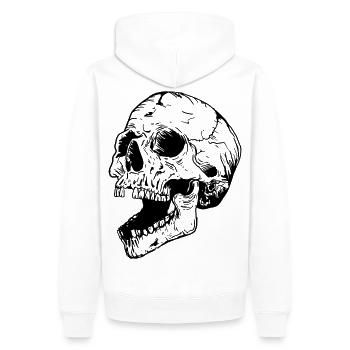 Totenkopf - Männer Premium Bio Hoodie - Weiß - Hinten - Nico (187cm)