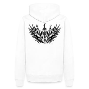 Piano à queue Guitare Métal Fourchette Mains Métal - Sweat à capuche Premium bio Homme - blanc - Dos - Nico (187cm)