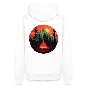 Outdoor Romantik - Lagerfeuer im Bergpanorama - Männer Premium Bio Hoodie - Weiß - Hinten - Nico (187cm)