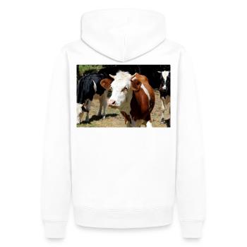 Cow Poster - Men’s Premium Organic Hoodie - white - Back - Nico (187cm)