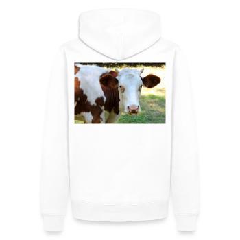 Cow Poster - Men’s Premium Organic Hoodie - white - Back - Nico (187cm)