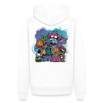 Monstre fantasy doodle art dessin personnages - Sweat à capuche Premium bio Homme - blanc - Dos - Nico (187cm)