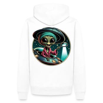 Détective extraterrestre à la lumière d’un OVNI - Sweat à capuche Premium bio Homme - blanc - Dos - Nico (187cm)