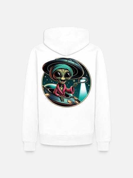 Alien detective in UFO light - Men’s Premium Organic Hoodie - white