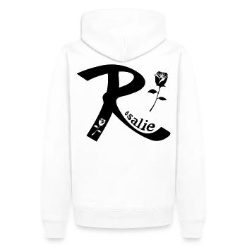 Rosalie - Männer Premium Bio Hoodie - Weiß - Hinten - Nico (187cm)