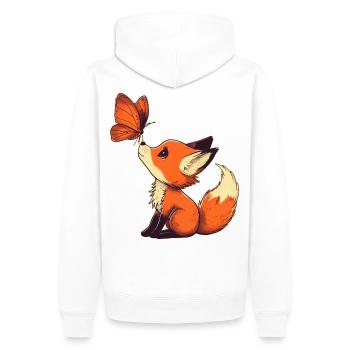 Fox with butterfly - Men’s Premium Organic Hoodie - white - Back - Nico (187cm)