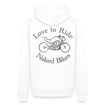 Les motards aiment faire du vélo nu - Sweat à capuche Premium bio Homme - blanc - Dos - Nico (187cm)