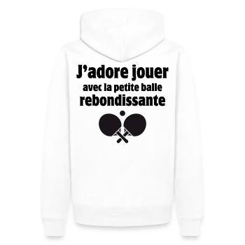 ping-pong, pongiste, tennis de table - Sweat à capuche Premium bio Homme - blanc - Dos - Nico (187cm)