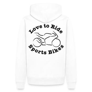 Les motards aiment faire des motos de sport - Sweat à capuche Premium bio Homme - blanc - Dos - Nico (187cm)