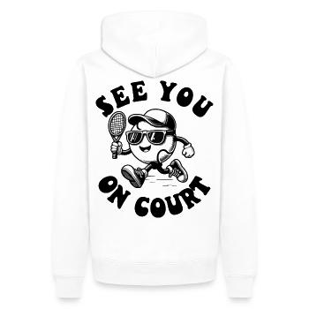 Tennis Shirt see you on Court cute Design Hoodie - Men’s Premium Organic Hoodie - white - Back - Nico (187cm)