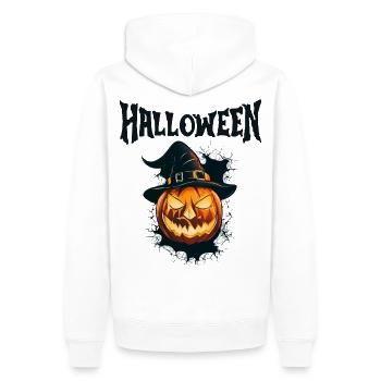 halloween, pumpkin, witchcraft, scare - Men’s Premium Organic Hoodie - white - Back - Nico (187cm)