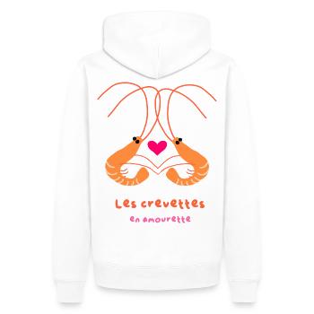 Les crevettes en amourette - Sweat à capuche Premium bio Homme - blanc - Dos - Nico (187cm)