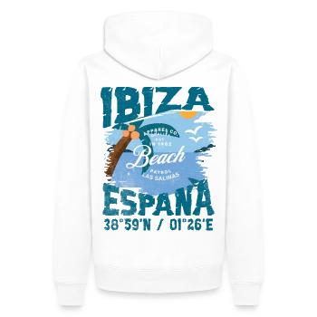 Vintage Design Strand Ibiza Spanien - Männer Premium Bio Hoodie - Weiß - Hinten - Nico (187cm)