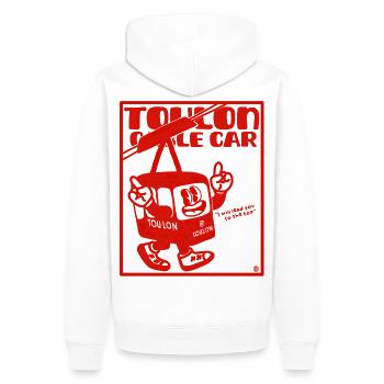 Téléphérique de Toulon Provence France Mont Faron - Sweat à capuche Premium bio Homme - blanc - Dos - Nico (187cm)
