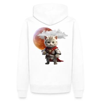 Knight Kitten Under Lunar Moon - Men’s Premium Organic Hoodie - white - Back - Nico (187cm)