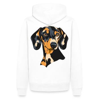 Dachshund - Men’s Premium Organic Hoodie - white - Back - Nico (187cm)