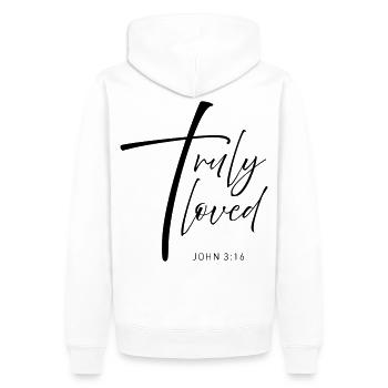CROSS truly loved - Männer Premium Bio Hoodie - Weiß - Hinten - Nico (187cm)