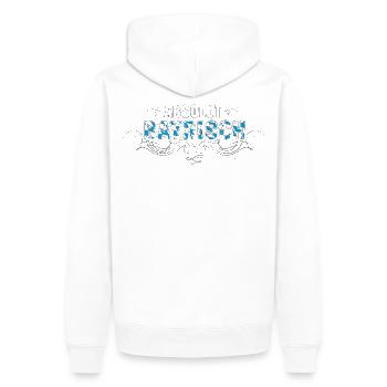 ABSOLUT BAYRISCH - TOP DESIGN - Männer Premium Bio Hoodie - Weiß - Hinten - Nico (187cm)