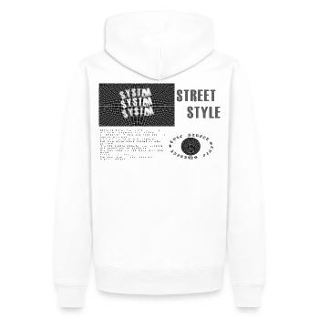 Streetwear Style Kollektion - Männer Premium Bio Hoodie - Weiß - Hinten - Nico (187cm)