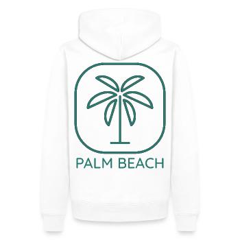 Vacances à la plage de Palm Beach - Sweat à capuche Premium bio Homme - blanc - Dos - Nico (187cm)