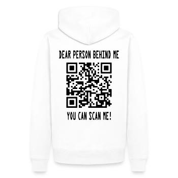 Scanne mich QR Code für Motivation - Männer Premium Bio Hoodie - Weiß - Hinten - Nico (187cm)