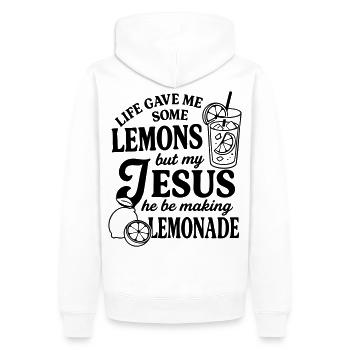 La vie m’a donné des citrons - Sweat à capuche Premium bio Homme - blanc - Dos - Nico (187cm)