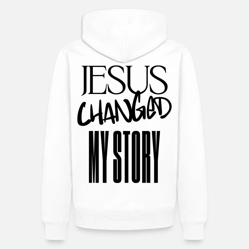 Jesus hat meine Geschichte verändert - Männer Premium Bio Hoodie - Weiß