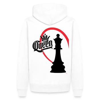 Schachkönigin Links Halbherz - Männer Premium Bio Hoodie - Weiß - Hinten - Nico (187cm)