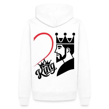 Un roi avec un cœur et une inscription sur le côté droit - Sweat à capuche Premium bio Homme - blanc - Dos - Nico (187cm)