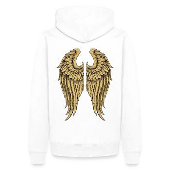 Ailes d’ange doré - Sweat à capuche Premium bio Homme - blanc - Dos - Nico (187cm)