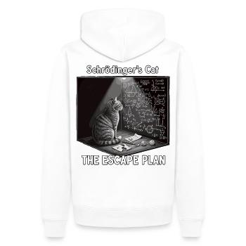 Schrödinger's cat with escape plan - Men’s Premium Organic Hoodie - white - Back - Nico (187cm)