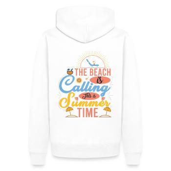 Design de plage estival avec des motifs de soleil - Sweat à capuche Premium bio Homme - blanc - Dos - Nico (187cm)