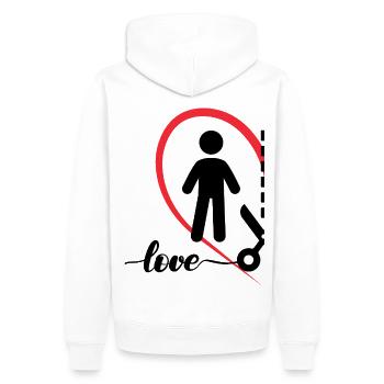 Minimalistisches Liebesdesign Links Halbes Herz - Männer Premium Bio Hoodie - Weiß - Hinten - Nico (187cm)