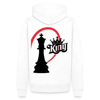 Roi des échecs moitié droite - Sweat à capuche Premium bio Homme - blanc - Dos - Nico (187cm)