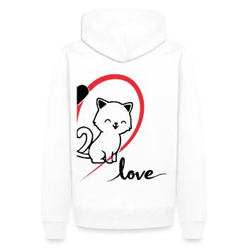 Chat avec l’inscription Love half of a heart - Sweat à capuche Premium bio Homme - blanc - Dos - Nico (187cm)