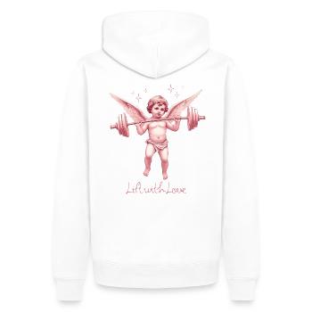 Lift with Love - Autocollant Vintage Cherub Gym - Sweat à capuche Premium bio Homme - blanc - Dos - Nico (187cm)
