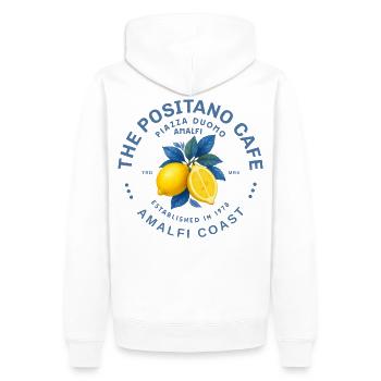 Amalfiküste Zitrone und leuchtende Blätter - Männer Premium Bio Hoodie - Weiß - Hinten - Nico (187cm)