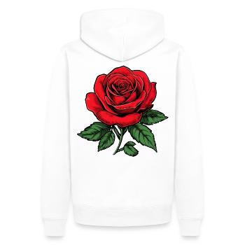 Rose - Men’s Premium Organic Hoodie - white - Back - Nico (187cm)