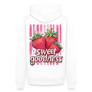 sweet goodness - erdbeere - Männer Premium Bio Hoodie - Weiß - Hinten - Nico (187cm)