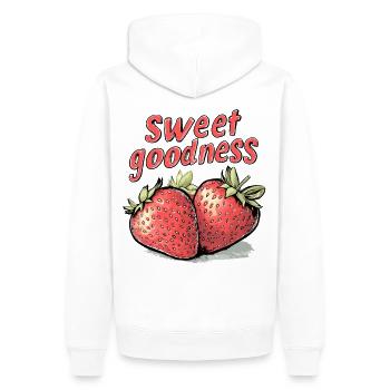 Erdbeere - sweet goodness - Männer Premium Bio Hoodie - Weiß - Hinten - Nico (187cm)