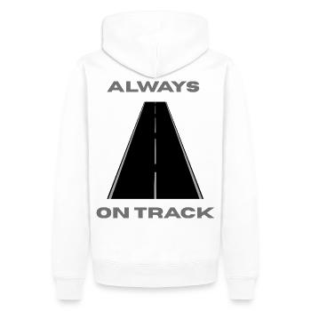 Always On Track – Motivationsspruch für Sport & Al - Männer Premium Bio Hoodie - Weiß - Hinten - Nico (187cm)