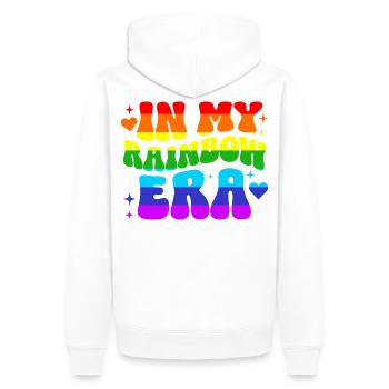 Cadeau de la fierté LGBTQ Arc-en-ciel Diversité - Sweat à capuche Premium bio Homme - blanc - Dos - Nico (187cm)