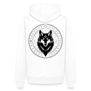 Runenstern Kreis Emblem - Männer Premium Bio Hoodie - Weiß - Hinten - Nico (187cm)