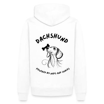 Dachshund - Powered by Naps and Snacks - Men’s Premium Organic Hoodie - white - Back - Nico (187cm)