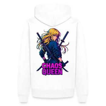 Chaos Queen Kämpferin Zweikampf Samurai Motiv - Männer Premium Bio Hoodie - Weiß - Hinten - Nico (187cm)