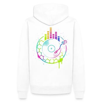 Musique Vinyle Platine DJ Equalizer Retro - Sweat à capuche Premium bio Homme - blanc - Dos - Nico (187cm)