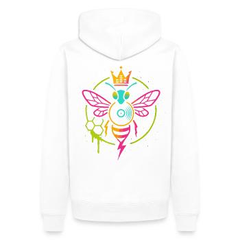 Reine Néon des Abeilles, Electro Hive Beats - Sweat à capuche Premium bio Homme - blanc - Dos - Nico (187cm)
