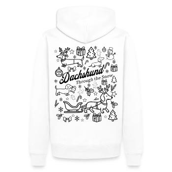 Dackel Snow Design - Männer Premium Bio Hoodie - Weiß - Hinten - Nico (187cm)