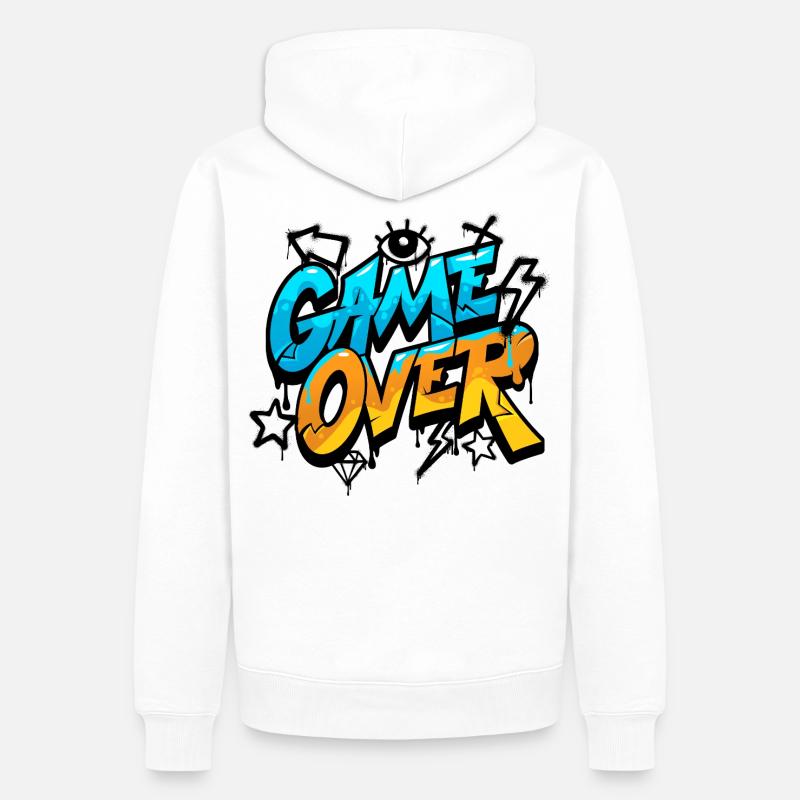 Game Over Graffiti Neon Gradient - Sweat à capuche Premium bio Homme - blanc